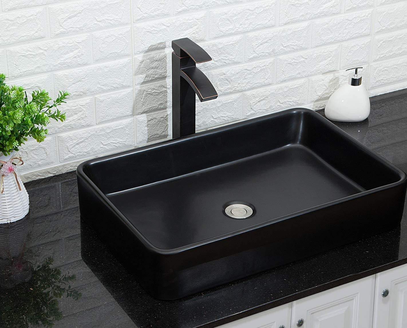 Mocoloo 24" Black Rectangle Bathroom Sink Modern Above Counter Porcelain Ceramic Sink Art Basin
