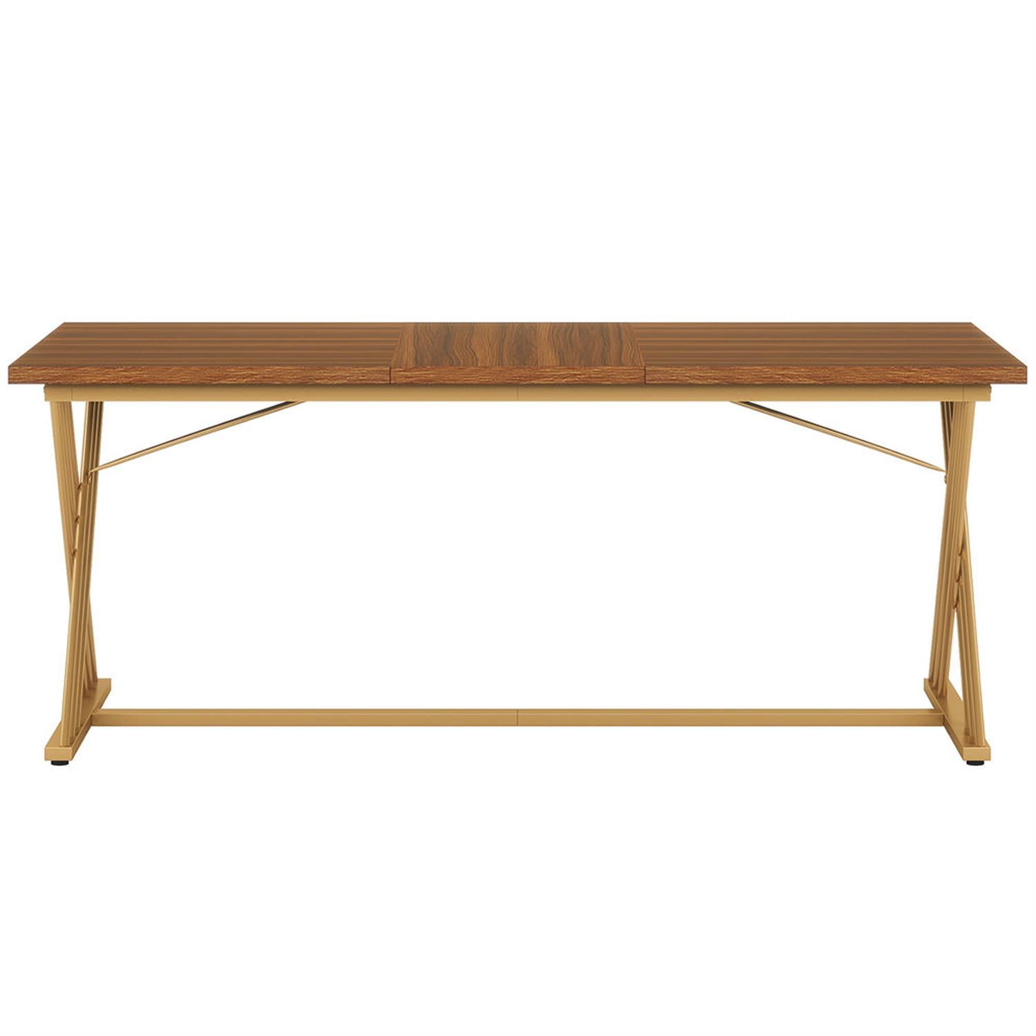 Demi Bonn 63" Executive Computer Desk with Metal Frame, Modern Duty Study Writing Gaming Table for Home Office, Brown