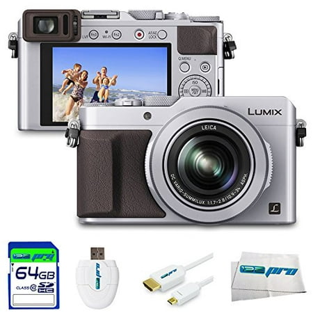 Panasonic Lumix LX100 12.8 MP Point and Shoot Camera - Integrated Leica DC Lens (Silver) + 64GB Expo-Essential Accessory