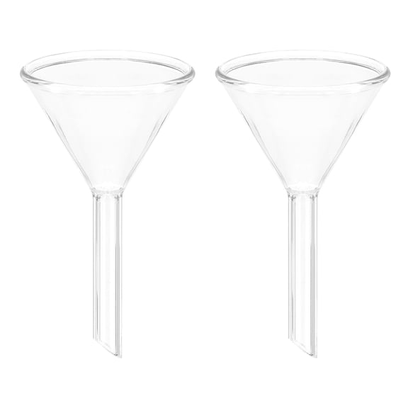 Uxcell 73mm Glass Funnel, Short Stem Borosilicate Glass Heavy Wall Funnel for Filling Water Home Lab Kitchen Use 2 Pack
