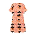 thumbnail image 4 of FAHXNVB Women's Halloween Nightgowns Ghost Pumpkin Print V Neck Mini Sleepshirts Ruffle Short Sleeve Loungewear PJs Dress with Pocket S-XXL, 4 of 4