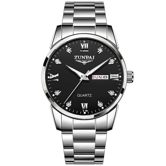 ZUNPAI Watches for Men with Luminous Calendar Waterproof, Men's Wristwatch Fashion Quartz Analog Leather Steel Strap Watch