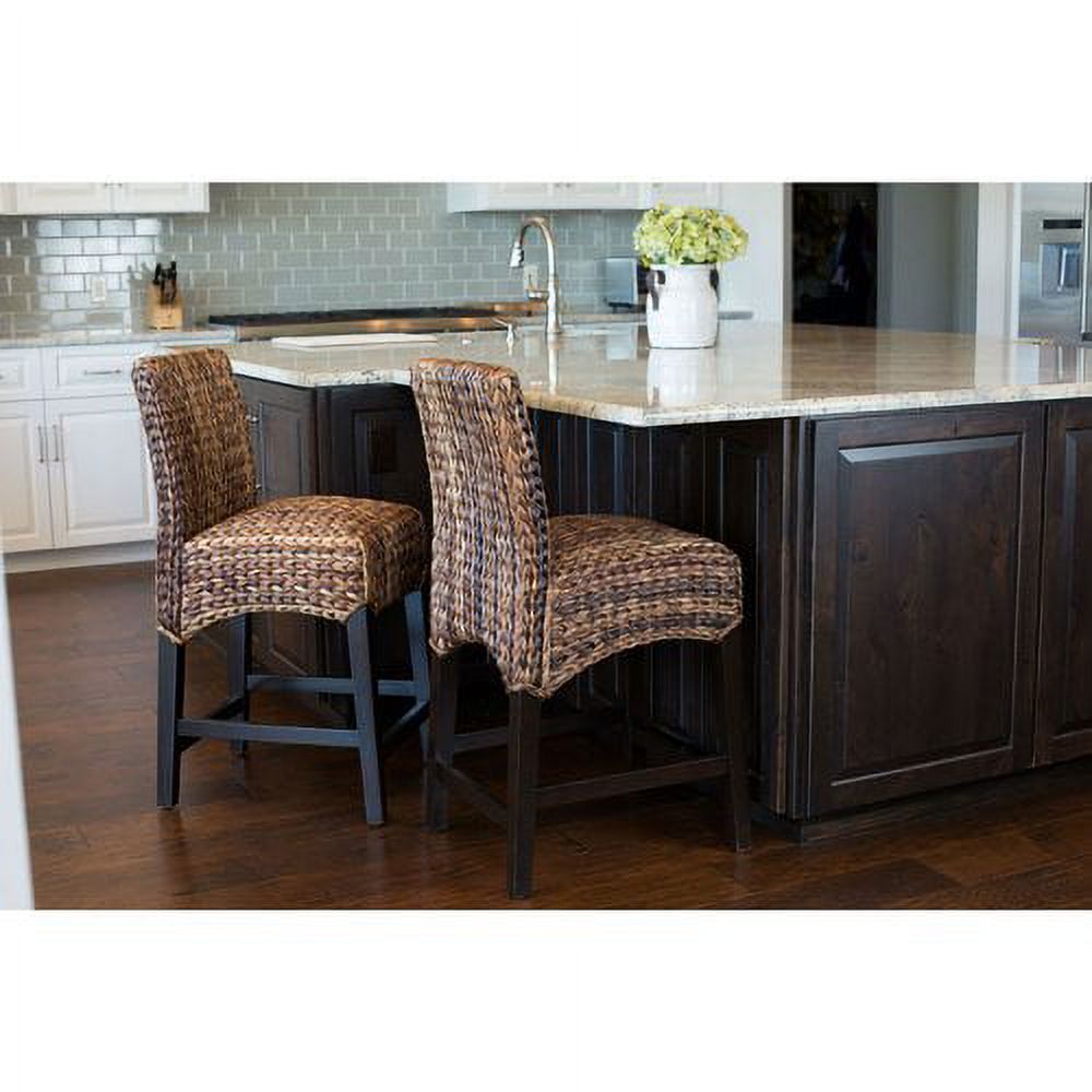 BIRDROCK HOME Bird Rock Seagrass Counter Stool (Counter Height) Hand Woven Mahogany Wood Frame Fully Assembled - 5