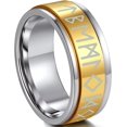 thumbnail image 1 of ORUYROP Can Engrave Viking Rune Spinner Rings for Men/Women, Size #7-#14 Chain Link Fidget Ring, Stainless Steel/Gold Plated/Black-Send Gift Box, 1 of 7
