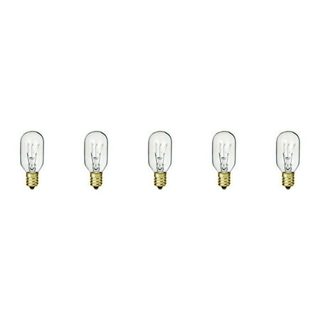 706115 - 15 Watt Candelabra Light Bulb - T7 - Clear - 1,500 Life Hours - 108 Lumens - 120 Volt - Pack of 5, Long Lasting appliance bulb By