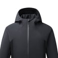 thumbnail image 5 of Men Solid-Color Fashionable Zipper Pocket Double-sided Detachable Hat Long Sleeve Hooded Casual Outwear Jacket Black XXXL, 5 of 6
