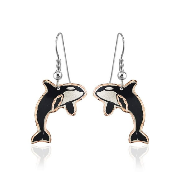 Northern Lights Eagle and Wolf Earrings for Women Alaska Wildlife Animal Earrings, Alaska Eagle Jewelry -Copper Handmade (Killer Whale)