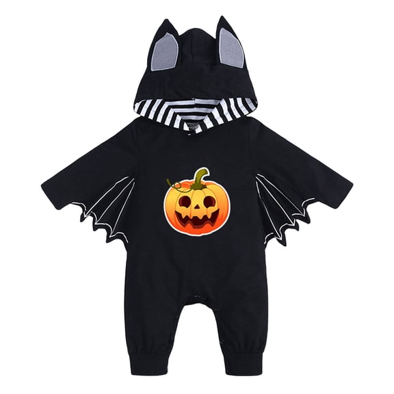 TTUHYWXI Baby Boy Halloween Costumes Infant Bat Long Sleeve Hoodie Romper Overall Baby boy Halloween Outfits (Yellow,0-3 Months)