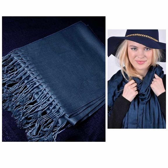 1 Pc Long Solid Pashmina Scarf Fashion Unisex Soft Warm Winter Wrap Shawl Navy