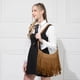 thumbnail image 4 of Bolso estilo hobo Sunwel Fashion con flecos, gamuza vegana, borla, marrón, 4 of 6