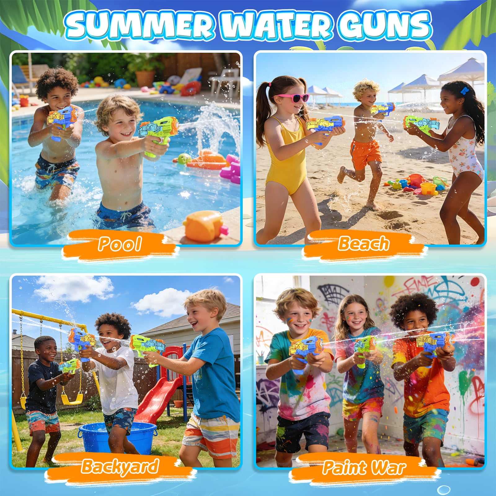2pcs-Water Soaker Super Water Soaker for Kids-Toy Swimming Pool Beach Sand Water Fighting Toy