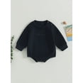 thumbnail image 3 of Baby Boy Oversized Sweatshirt Romper 3M 6M 12M 18M Solid Long Sleeve Bubble Little Dude Romper Sweater Onesie Top Fall Clothes, 3 of 10