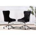 thumbnail image 2 of Chaise de Bureau Pivotante en Velours Noir avec Assise Touffetée en Acier Inoxydable, 2 of 2