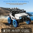 thumbnail image 4 of Lumiparty Kids 12V Kids Ride On Car for Kids, Electric Truck Ride On Toys for Ages 3-8 Years, with 5MPH Max Speed, Remote Control, Accelerator Pedal, Treaded Tires, Music and Story, White, 4 of 7