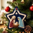 thumbnail image 3 of Christmas Felt Nativity Ornament, Star Shaped Hanging Decoration With Manger Donkey and Sheep for Christmas Tree Wall Door Window Wreath Holiday Decor, 2.36 inch A, 3 of 6
