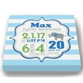 thumbnail image 2 of Personalized Canvas Birth Announcement Nursery Decor Gift, Safari Elephant Design, Custom Name, Date, Weight & Length, Unique Boys & Girls Baby Shower Wall Art Presents, Color Blue # 1, Size - 12x12, 2 of 5