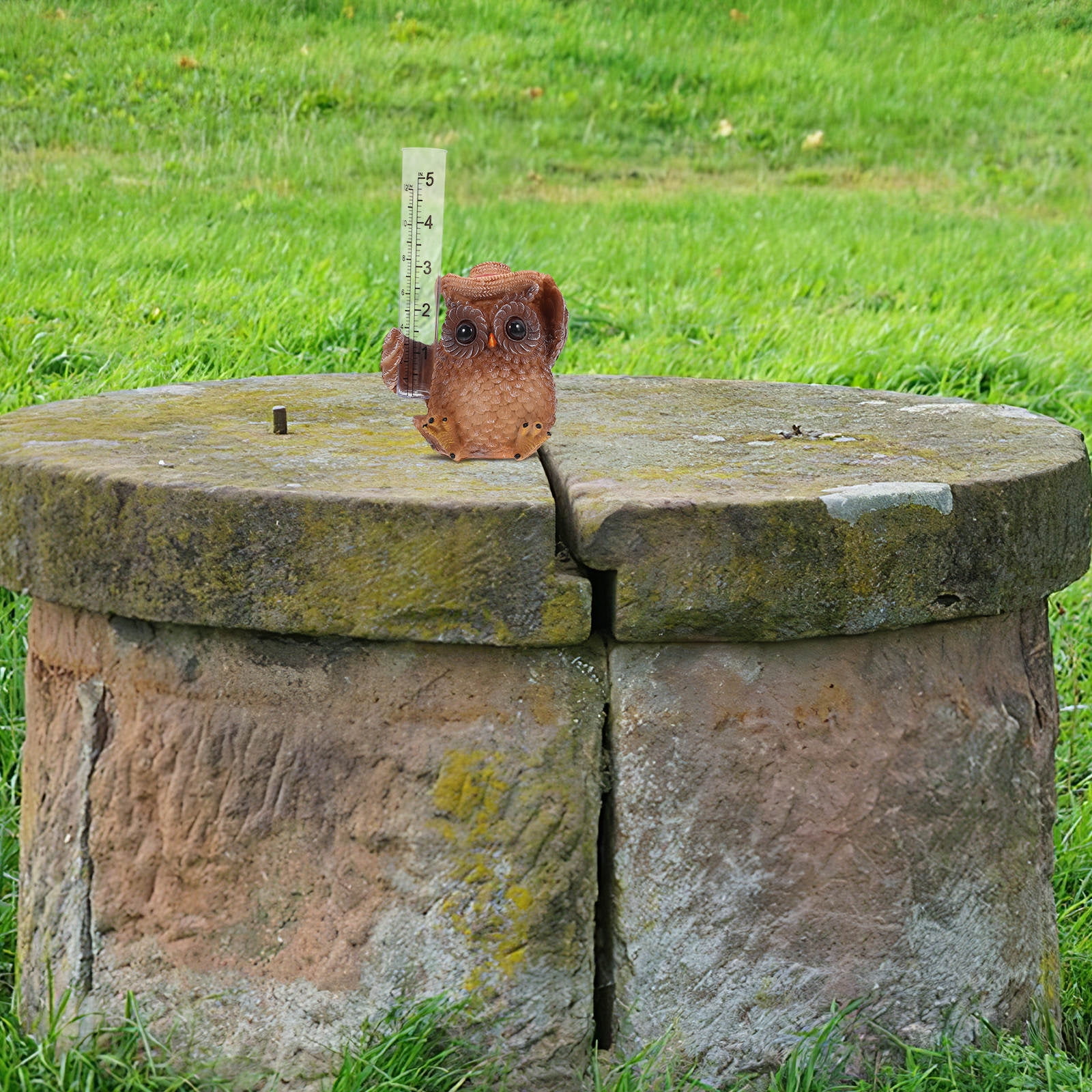 OUNONA 8.5 Inch Multi-Color Cartoon Owl Rain Gauge for Outdoor Use, Accurate Weather Measurement Tool