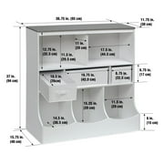 Badger Basket Combo Bin Wood Toy Storage Organizer with Three Baskets 8.6 Cu ft.- White/Gray