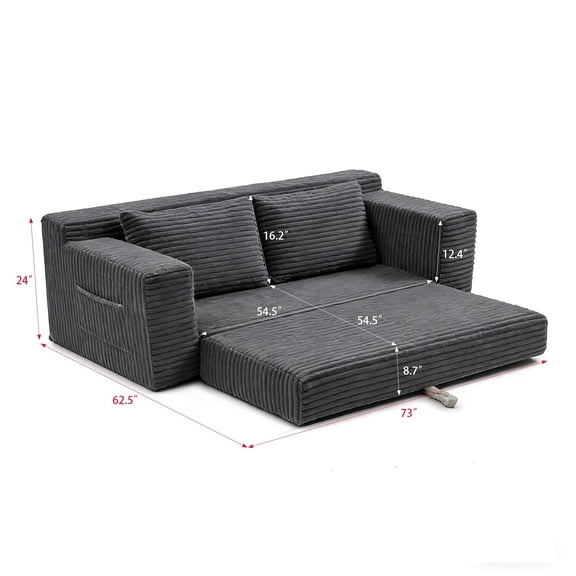 Howcool 132" Boneless Cloud Sectional Couches for Living Room, U Shaped Couch with Deep Seat Chaise, High Density Foam Compression Sofa