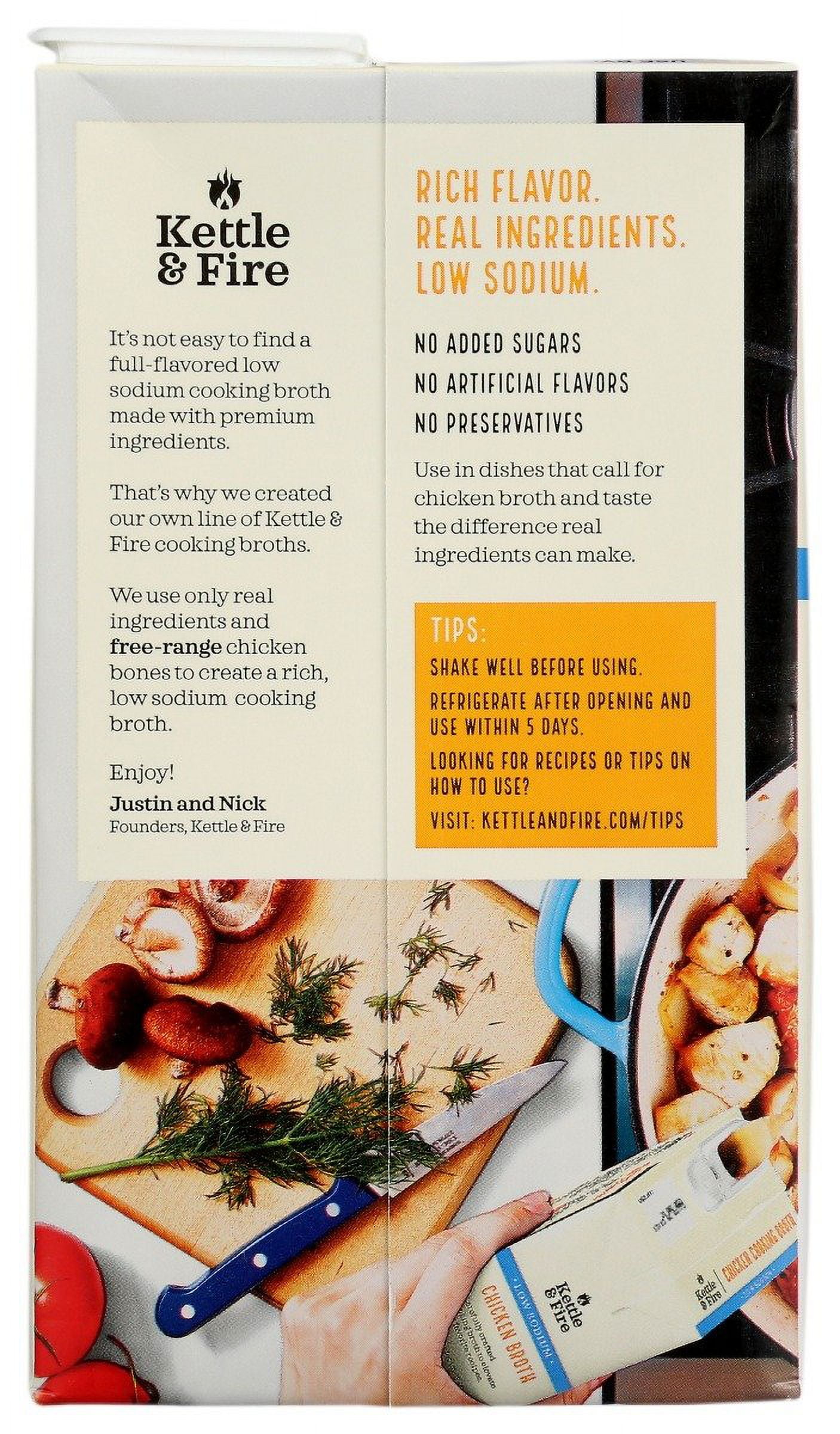 (3 pack) Kettle & Fire Organic Low Sodium Chicken Broth 32 oz