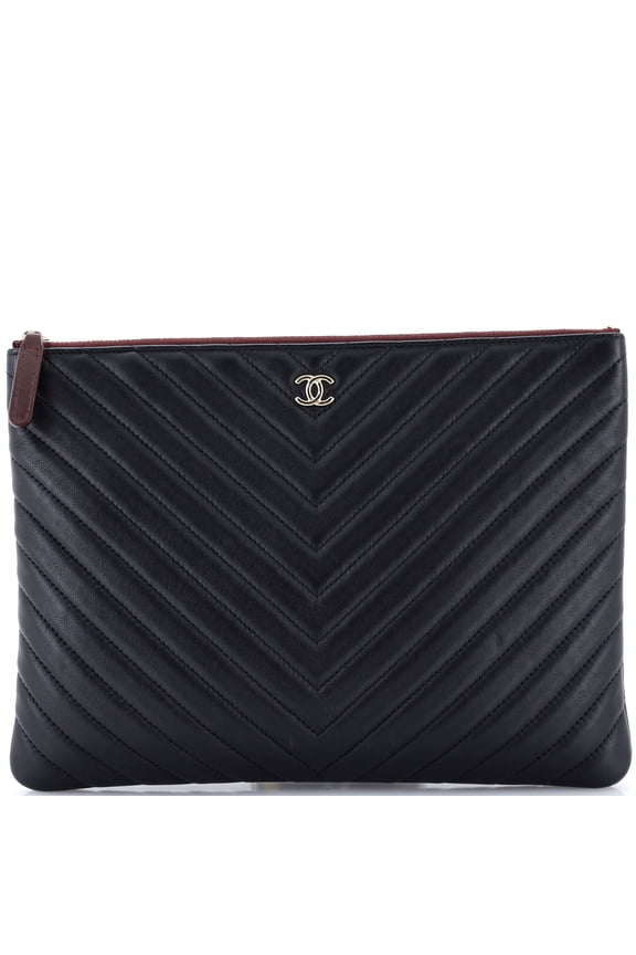 Pre-Owned O Case Clutch Chevron Calfskin Large By Rebag