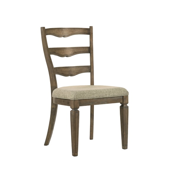 Parfield Set of 2 Side Chairs with Light Brown Fabric Upholstery and Weathered Oak Wood Finish for Dining Room