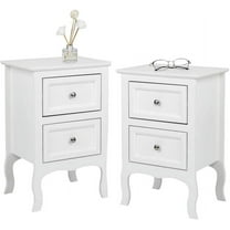 HLL White Nightstand Set of 2, Nightstands with 2 Drawers, Bed Side Table/Night Stand, Small Nightstand for Bedroom, Small Spaces, College Dorm, Kids’ Room, Living Room, Wood, 16W x 12D x 24H