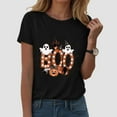 thumbnail image 2 of YDFCWXW Halloween Shirts for Women Pumpkin Face Bats Ghost Crewneck Short Sleeve Tee Shirt 2025 Funny Tops Cute Tshirts Black, L, 2 of 5