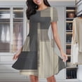 thumbnail image 2 of Abstract Striped Geometric Design Women's Classic Swing Skater Dress Casual Work Party Cocktail Dresses, 2 of 6