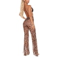 thumbnail image 3 of KOMOO Women Sheer Stretch Pants Leopard Serpentine High Waist Tight Trousers Side Tassel Pants, 3 of 4