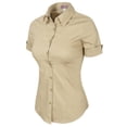 thumbnail image 5 of Made by Olivia Women's Junior Fit Short Sleeve Stretchy Button Down Collar Office Formal Casual Blouse Shirts Top (S-3XL), 5 of 6