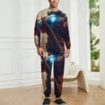 thumbnail image 2 of Hero Men's Pajama Set Sleepwear Pjs Lightweight Long Sleeve Crewneck Shirts and Bottoms Soft Comfy Sleep Sets L, 2 of 5
