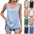 thumbnail image 1 of Ashirexll Camisoles pour Femmes Mode Décontractée Été Col en U T-Shirt Ajouré Blouses Confortables, 1 of 7