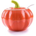 thumbnail image 1 of YISITIAN Porcelain Sugar Bowl with Lid and Spoon, Pumpkin Shaped Ceramic Salt Cellar for Kitchen Countertop Storage, Elegant Orange Spice Container for Dining Table Decor, 10.5 OZ (300ml) AZ1014-4602, 1 of 6