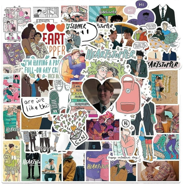 Heartstopper Stickers, 50Pcs Hot TV Series Heartstopper Stickers Packs for Teens Adult Girls, Dovipta Vinyl Waterproof Stickers