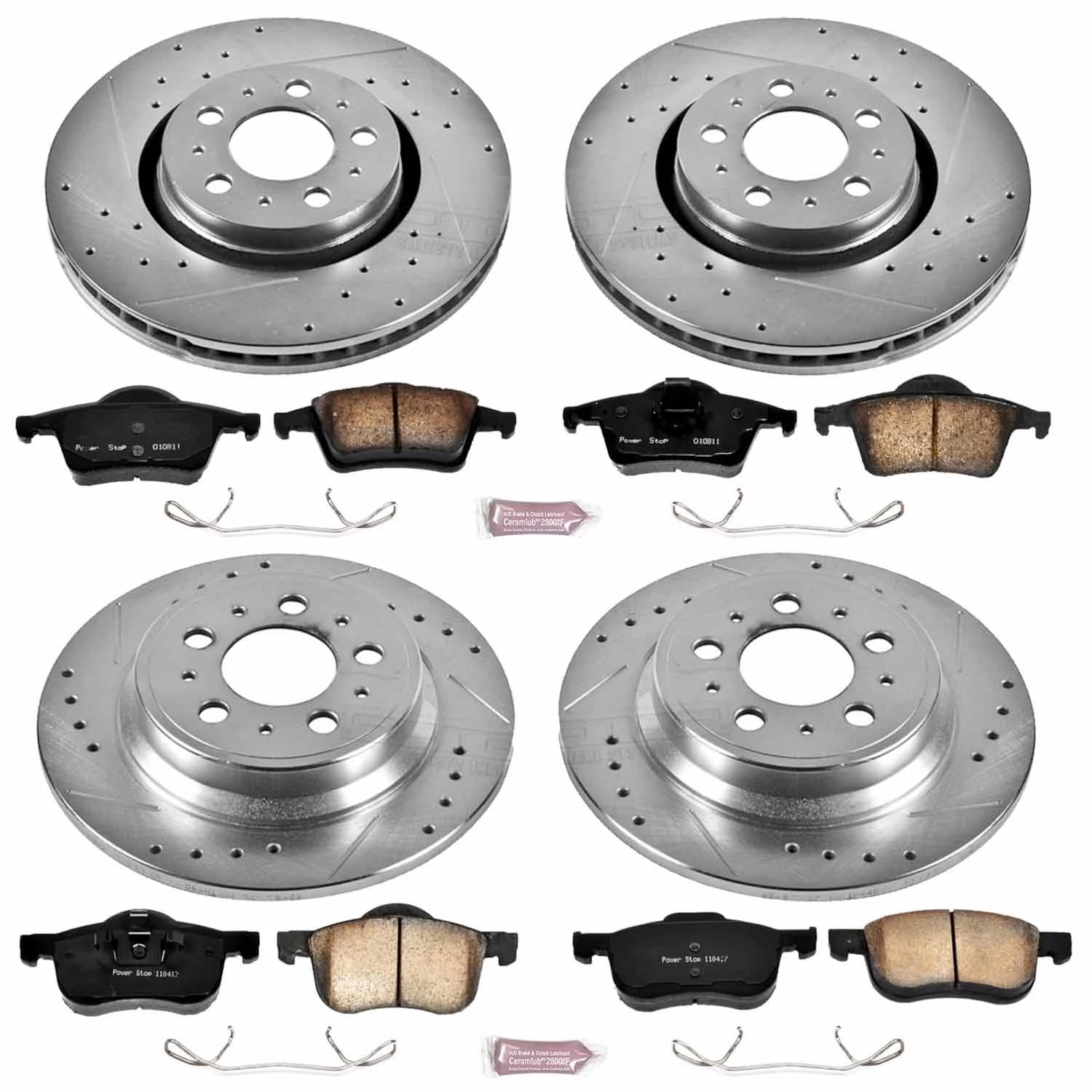 PowerStop Front and Rear Z23 Evolution Sport Carbon-Fiber Ceramic Brake Pad and Drilled & Slotted Rotor Kit Fits: VOLVO Select Models K4431