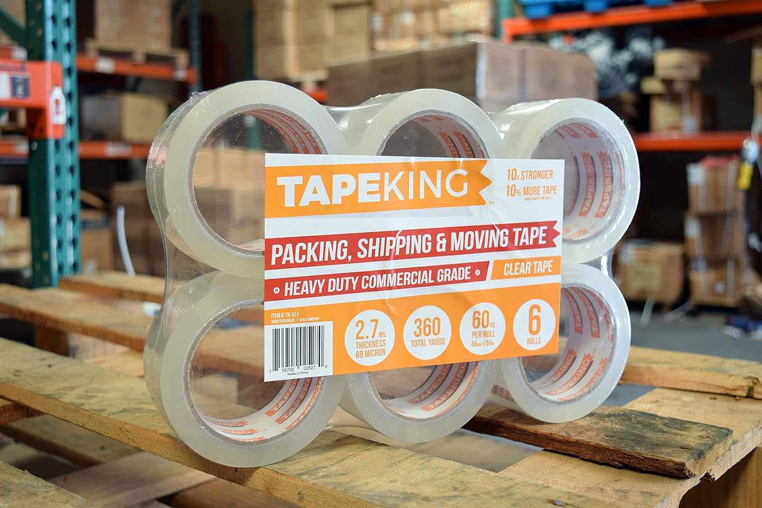 Transparent packing tape - each roll 60 yards (total 6 rolls) - stronger and thicker 2.7, heavy-duty adhesive for industrial warehouse moving packaging mailing office and storage tape
