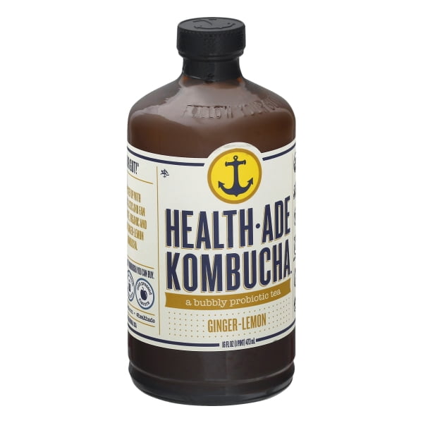 HealthAde Kombucha Bubbly Probiotic Tea GingerLemon, 16.0 fl oz
