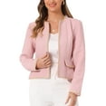 thumbnail image 1 of INSPIRE CHIC Blazer Court Ouvert en Tweed à Carreaux pour Femmes TG Rose Clair, 1 of 6