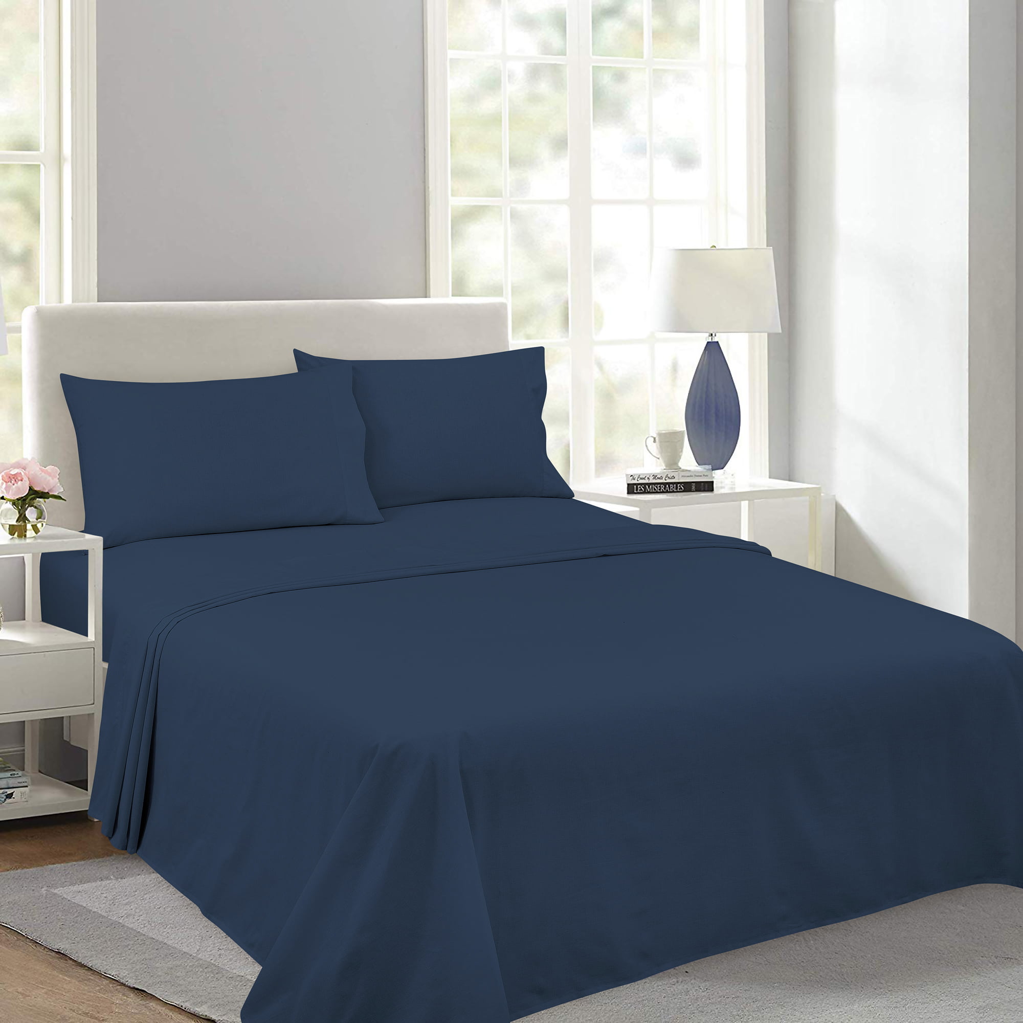 Full 4-Piece She Details about   Royale Linens Soft Home Brushed Percale Ultra Soft 100% Cotton 