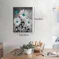 thumbnail image 4 of Loodaent Teal Daisy Butterflies 12” x 16” Framed Canvas Art Prints, 4 of 6