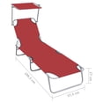 thumbnail image 4 of vidaXL Chaise Longue Pliante avec Auvent Rouge Aluminium, 4 of 5