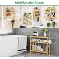 thumbnail image 6 of Bathroom Shelf Storage Organizer, Bathroom Shelf 3-Tier Adjustable Layer Bamboo Organizer with Bar, Hanging, Freestanding Over Toilet Utility Shelves, Beige, 6 of 9