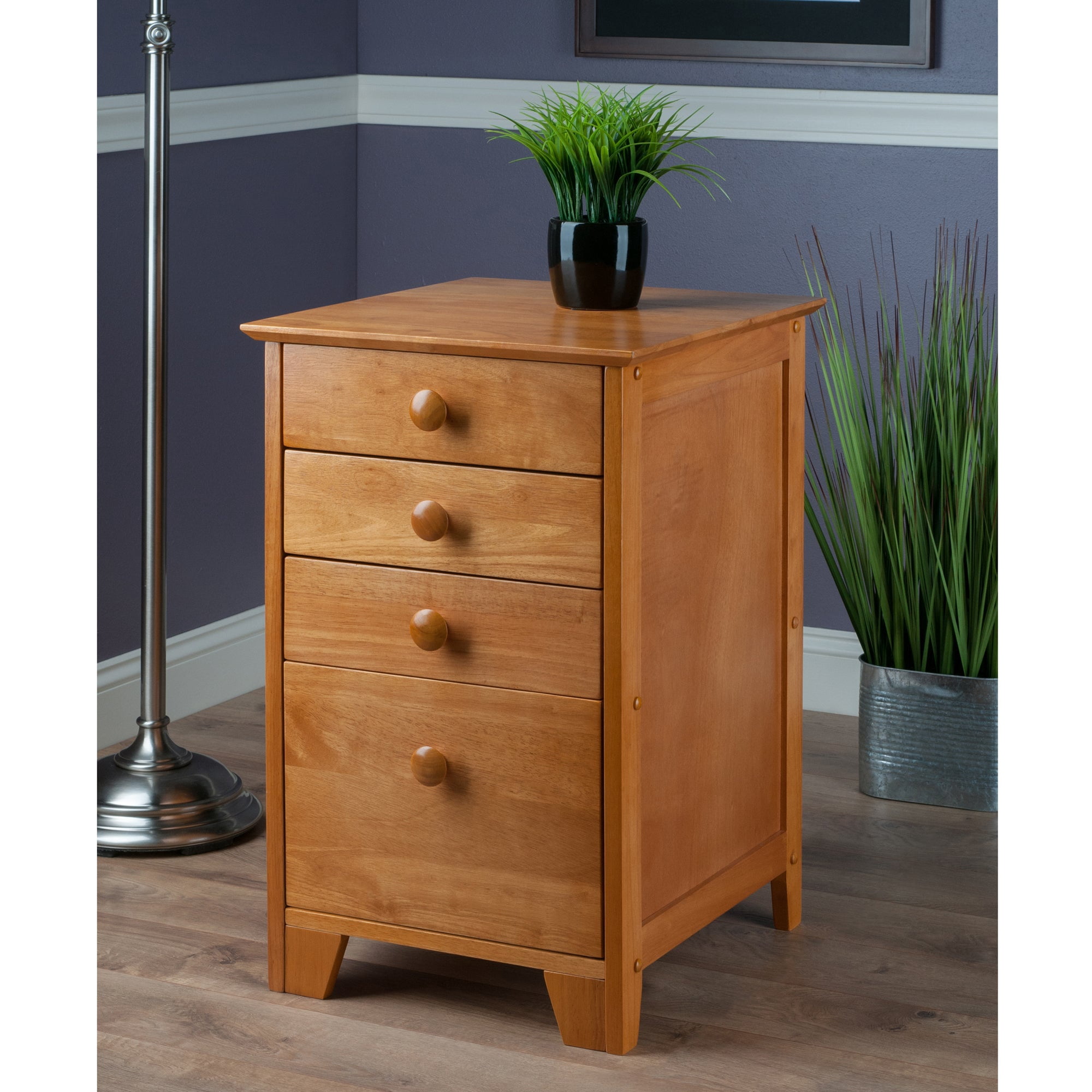 Winsome Studio 4-Drawer Solid Wood Vertical Filing Cabinet in Honey Brown