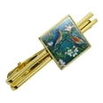 thumbnail image 1 of Eastern Bluebirds Blue Birds Thrush Square Tie Bar Clip Clasp Tack- Silver or Gold, 1 of 5