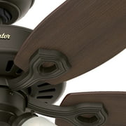 Hunter - Builder Indoor Ceiling Fan With Light, 52-inch, New Bronze, Traditional-style, 3-speed WhisperWind Motor, 53238, for Living Rooms, Bedrooms