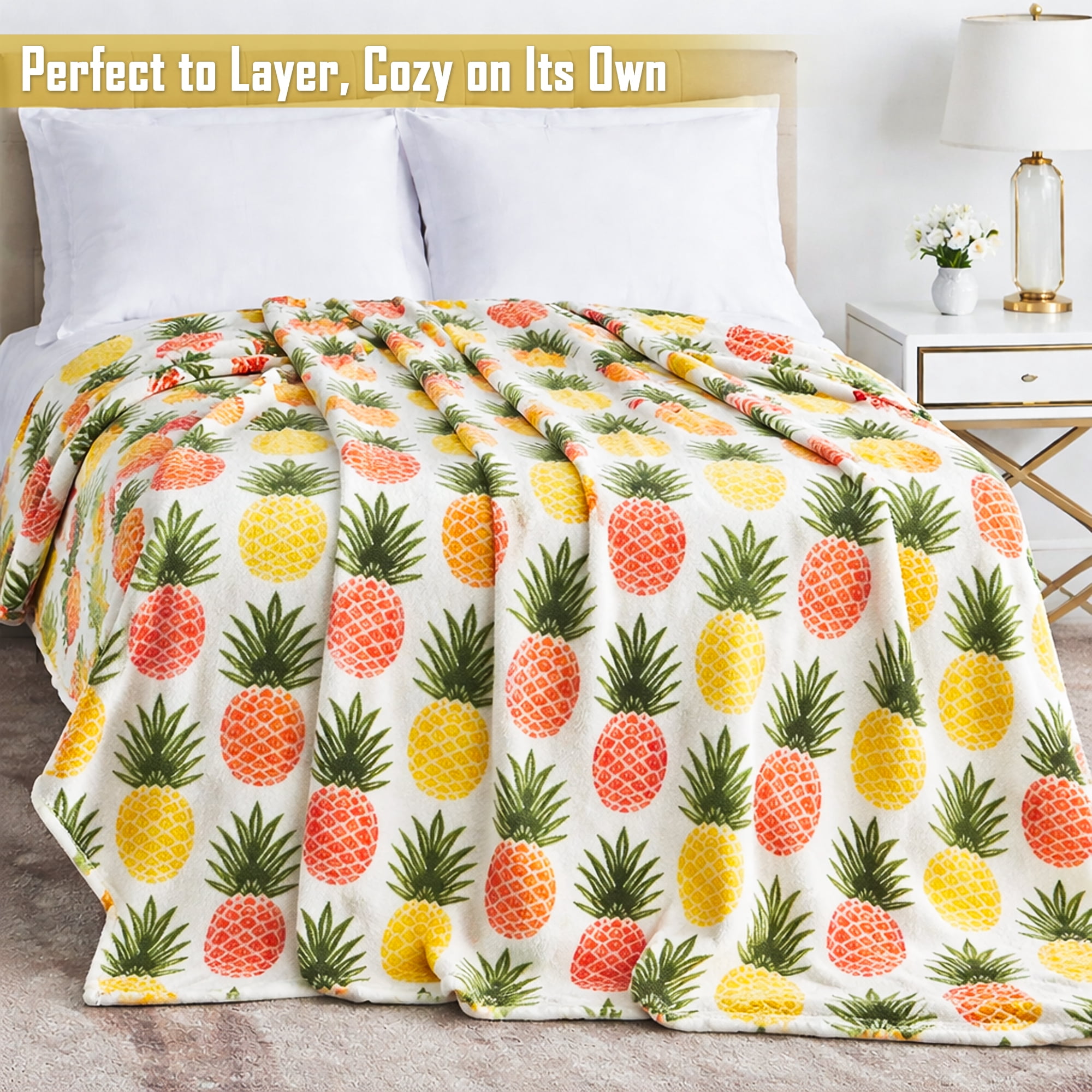Faith, Hope, Love Home Décor Extra Heavy and Plush Throw Blanket (50" x 70") - Tropical Pineapple