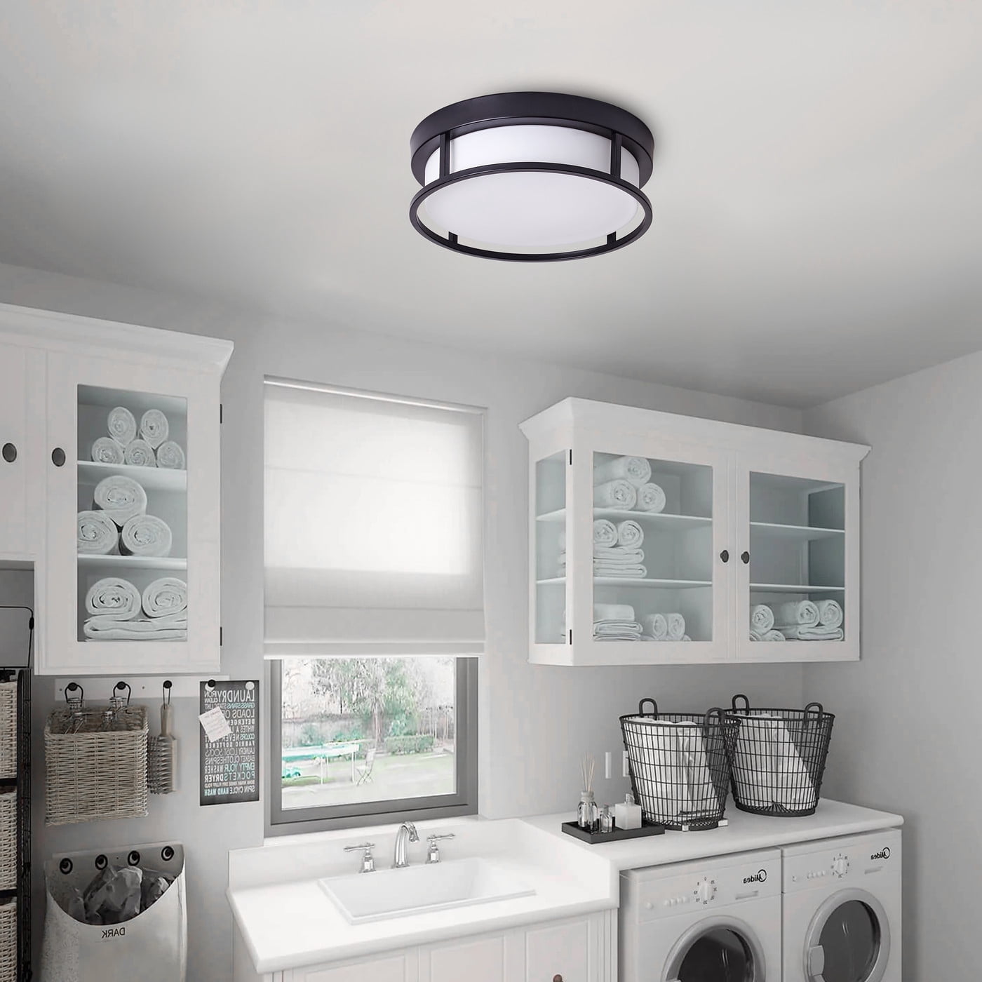 Aiwen 2 Light Acrylic Opal Shade Modern Flush Mount Ceiling Lamp