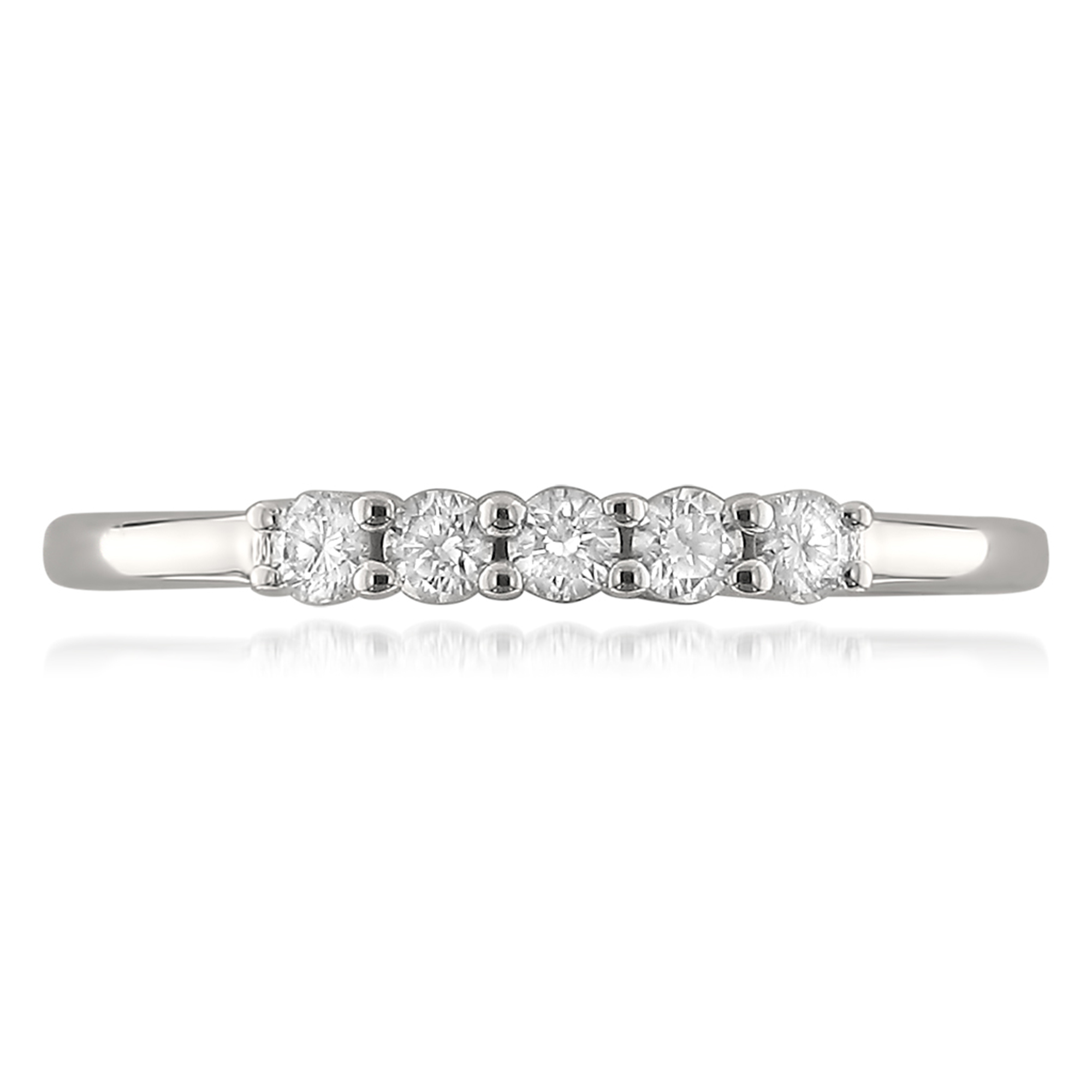 1/4 Carat T.W. Round Diam. 18k White Gold 5 Stone Bridal Wedding Band