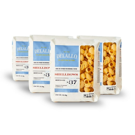DeLallo Shellbow Pasta, Non GMO, Kosher, 16 oz Bag, (4 Pack)